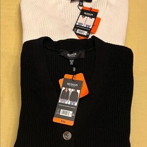 BUNDLE 2 Hudson  Men's Cardigan in Black and Cream size XXL